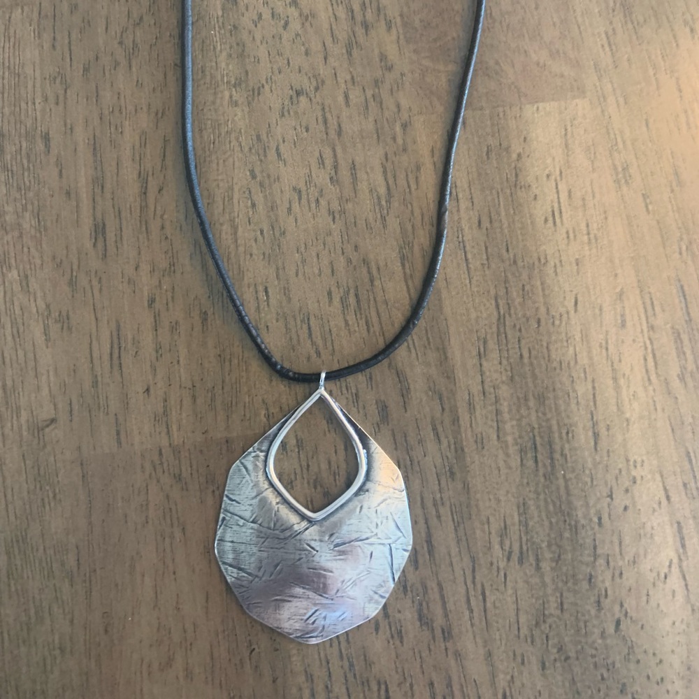 Silpada black leather and silver, Badge of Beauty necklace.
